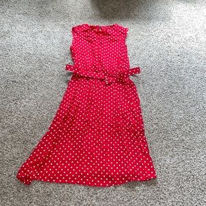 EUC vintage dress from antique store-Bright red with white dots + matching belt
